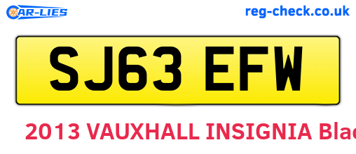 SJ63EFW are the vehicle registration plates.