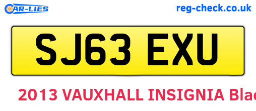 SJ63EXU are the vehicle registration plates.