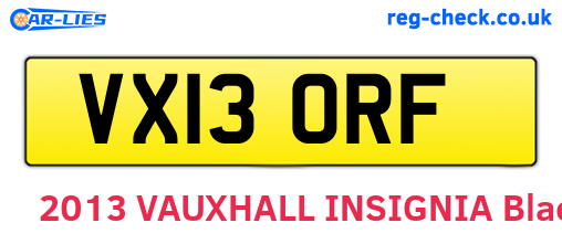 VX13ORF are the vehicle registration plates.