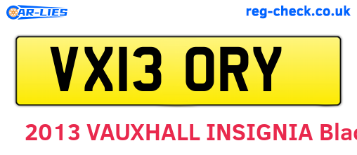 VX13ORY are the vehicle registration plates.