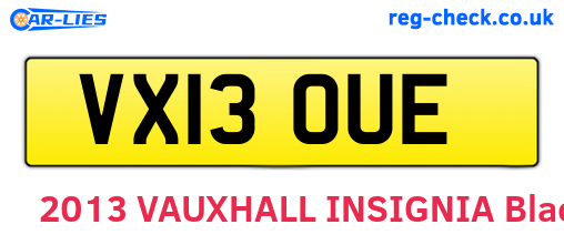VX13OUE are the vehicle registration plates.