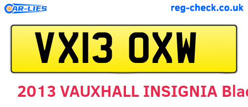 VX13OXW are the vehicle registration plates.