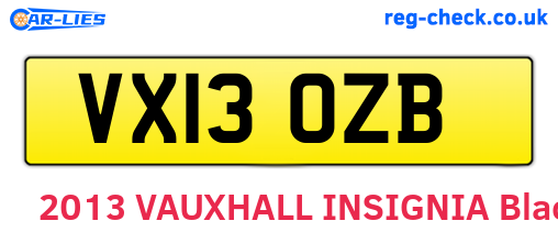 VX13OZB are the vehicle registration plates.