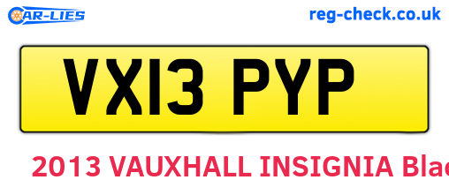 VX13PYP are the vehicle registration plates.