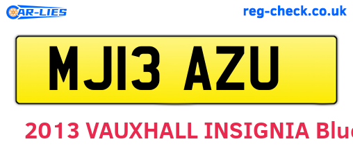 MJ13AZU are the vehicle registration plates.