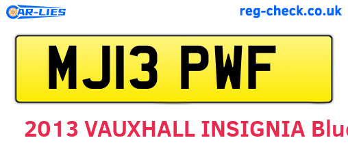 MJ13PWF are the vehicle registration plates.