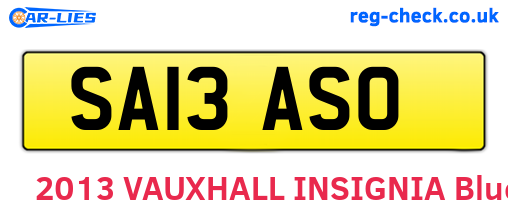 SA13ASO are the vehicle registration plates.