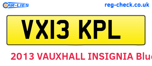 VX13KPL are the vehicle registration plates.