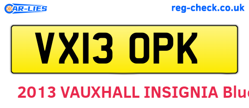 VX13OPK are the vehicle registration plates.