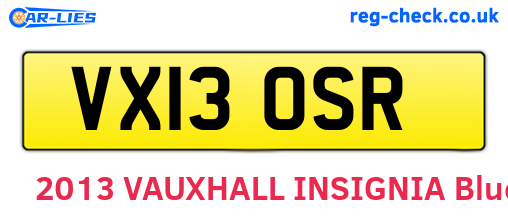 VX13OSR are the vehicle registration plates.