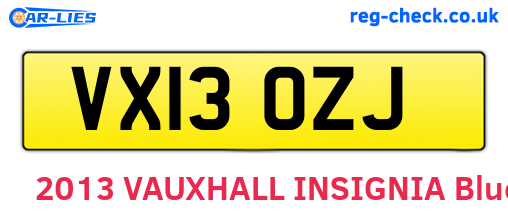 VX13OZJ are the vehicle registration plates.