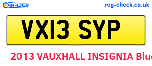 VX13SYP are the vehicle registration plates.