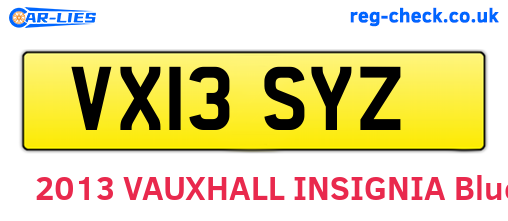 VX13SYZ are the vehicle registration plates.