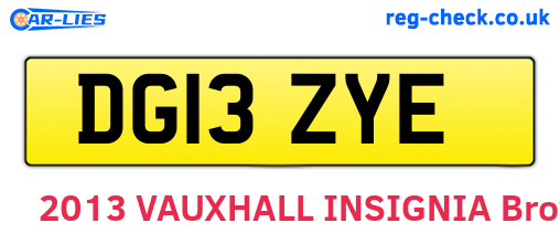 DG13ZYE are the vehicle registration plates.