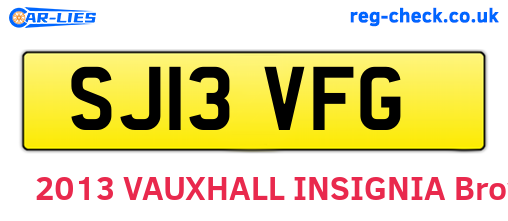 SJ13VFG are the vehicle registration plates.