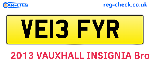 VE13FYR are the vehicle registration plates.