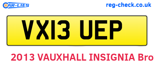 VX13UEP are the vehicle registration plates.