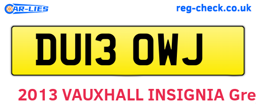 DU13OWJ are the vehicle registration plates.
