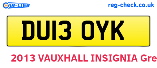 DU13OYK are the vehicle registration plates.