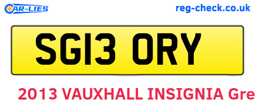 SG13ORY are the vehicle registration plates.