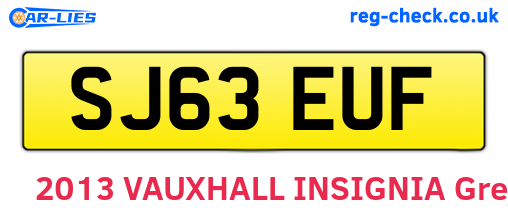 SJ63EUF are the vehicle registration plates.