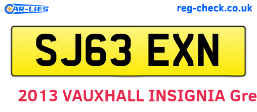 SJ63EXN are the vehicle registration plates.