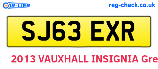 SJ63EXR are the vehicle registration plates.