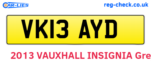 VK13AYD are the vehicle registration plates.