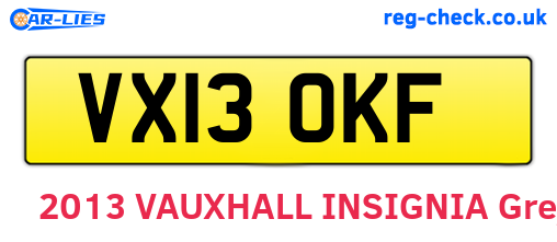 VX13OKF are the vehicle registration plates.