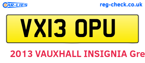 VX13OPU are the vehicle registration plates.