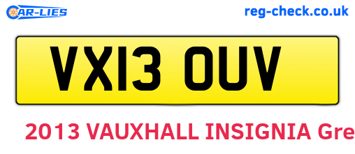 VX13OUV are the vehicle registration plates.