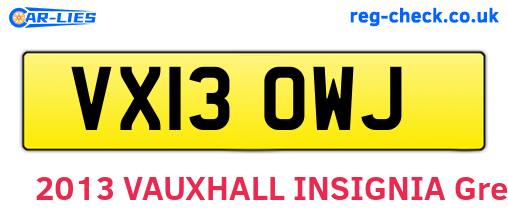 VX13OWJ are the vehicle registration plates.