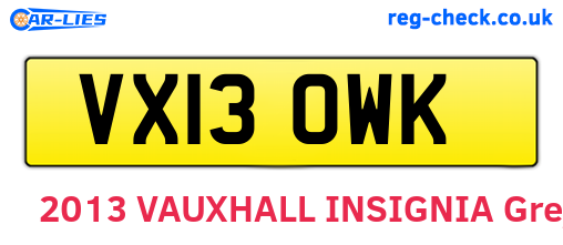 VX13OWK are the vehicle registration plates.