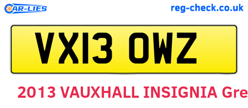 VX13OWZ are the vehicle registration plates.
