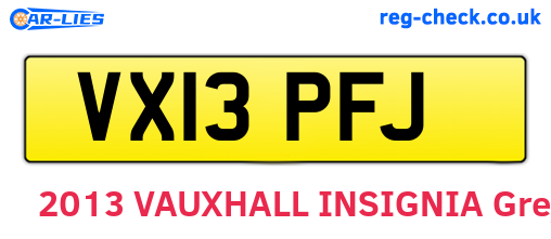 VX13PFJ are the vehicle registration plates.