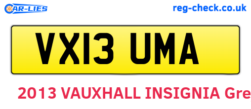 VX13UMA are the vehicle registration plates.