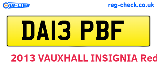 DA13PBF are the vehicle registration plates.