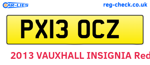 PX13OCZ are the vehicle registration plates.
