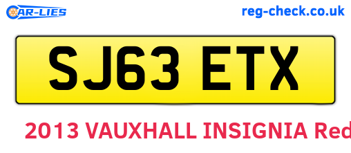 SJ63ETX are the vehicle registration plates.