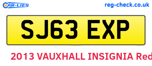 SJ63EXP are the vehicle registration plates.