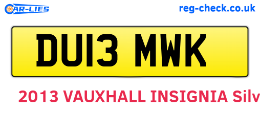 DU13MWK are the vehicle registration plates.