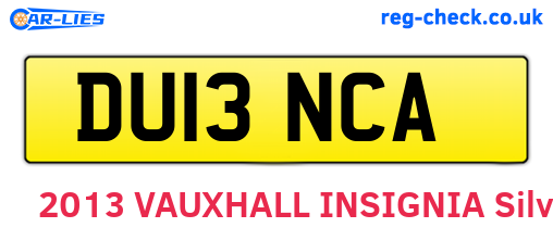 DU13NCA are the vehicle registration plates.