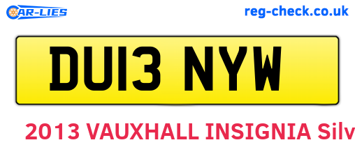 DU13NYW are the vehicle registration plates.