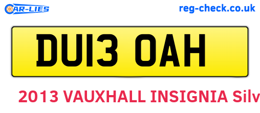 DU13OAH are the vehicle registration plates.