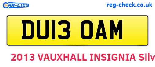 DU13OAM are the vehicle registration plates.