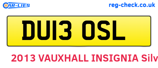 DU13OSL are the vehicle registration plates.