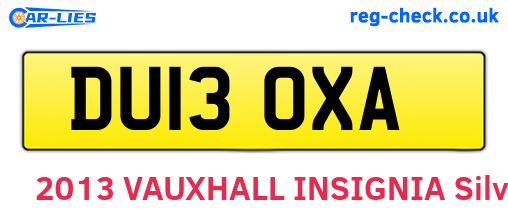 DU13OXA are the vehicle registration plates.