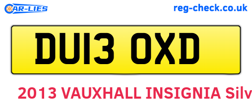 DU13OXD are the vehicle registration plates.