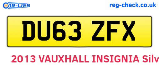 DU63ZFX are the vehicle registration plates.