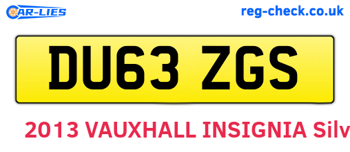 DU63ZGS are the vehicle registration plates.